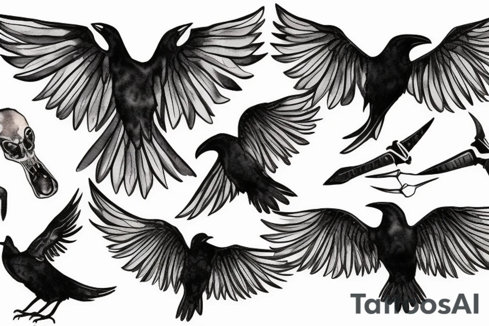 Raven open wing tattoo idea