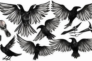 Raven open wing tattoo idea