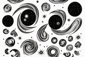 swirl of stardust leading to a distant blackhole. Galaxy tree tattoo idea