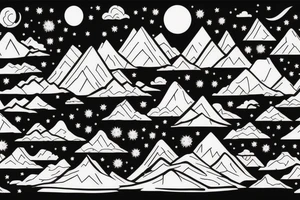 Mountain range with the night sky in the background tattoo idea