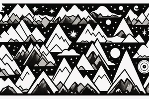 Mountain range with the night sky in the background tattoo idea