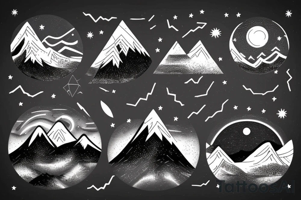 Mountain range with the night sky in the background tattoo idea Mountain range with the night sky in the background tattoo idea