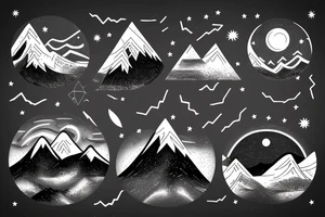 Mountain range with the night sky in the background tattoo idea