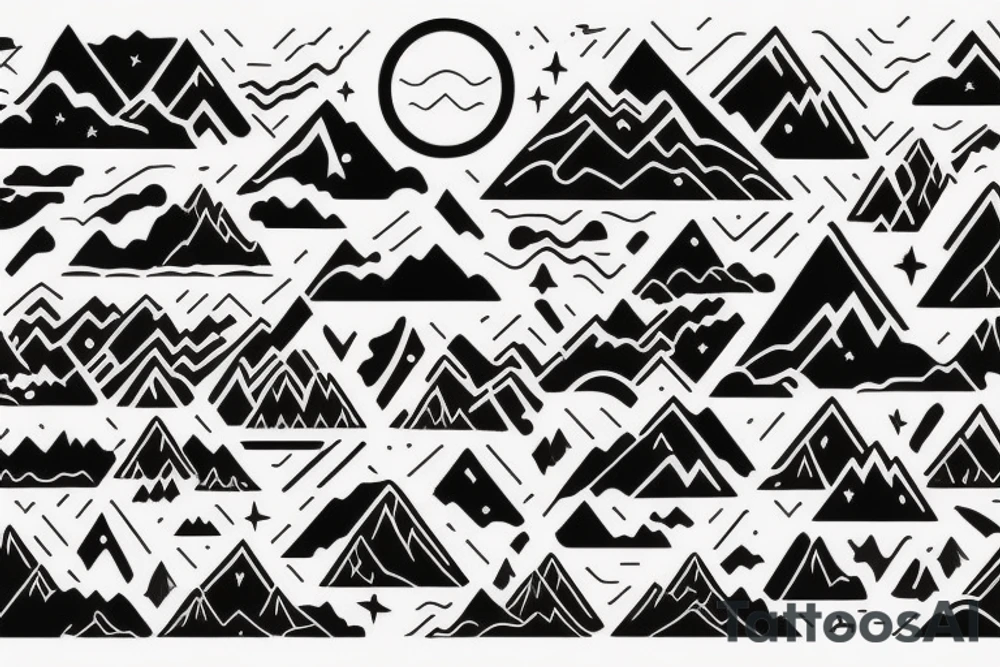 Mountain range with the night sky in the background tattoo idea Mountain range with the night sky in the background tattoo idea