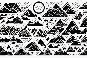 Mountain range with the night sky in the background tattoo idea