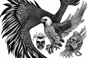Harpy Eagle with a skull in its talons tattoo idea