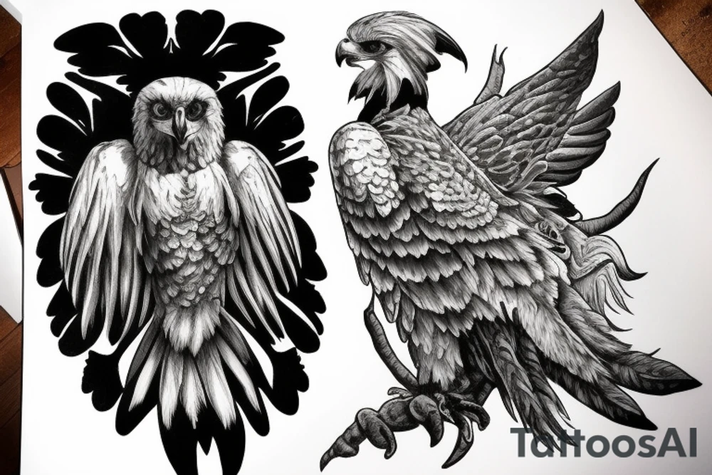 Harpy Eagle with a skull in its talons tattoo idea