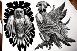 Harpy Eagle with a skull in its talons tattoo idea