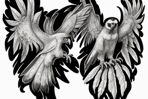 Harpy Eagle holding a skull tattoo idea