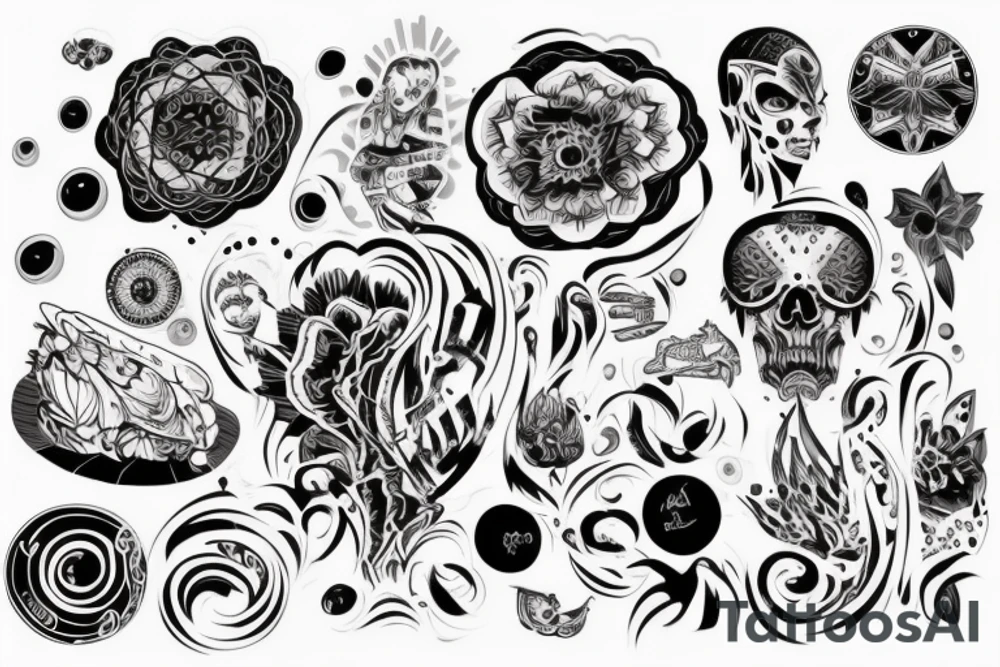 Женщина с цветами на фоне разрушенного мира tattoo idea