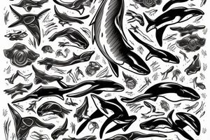 Skeleton riding orca tattoo idea