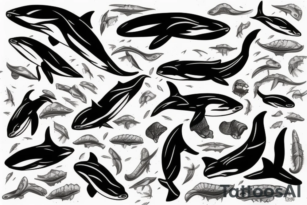 Skeleton orca tattoo idea