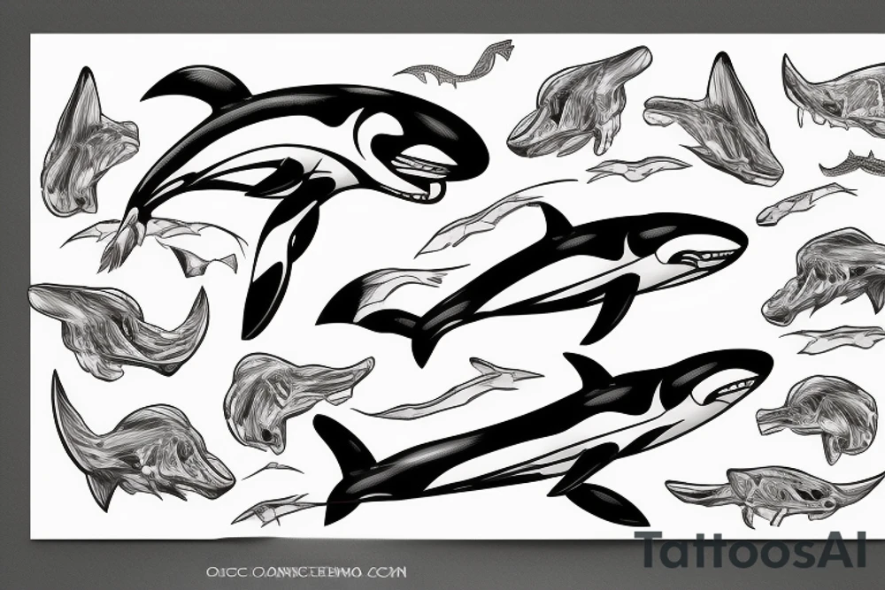 Skeleton orca tattoo idea
