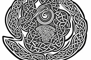 Celtic back tattoo with a unicorn motif tattoo idea