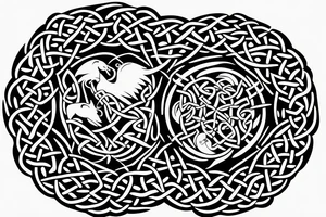 Celtic back tattoo with a unicorn motif tattoo idea