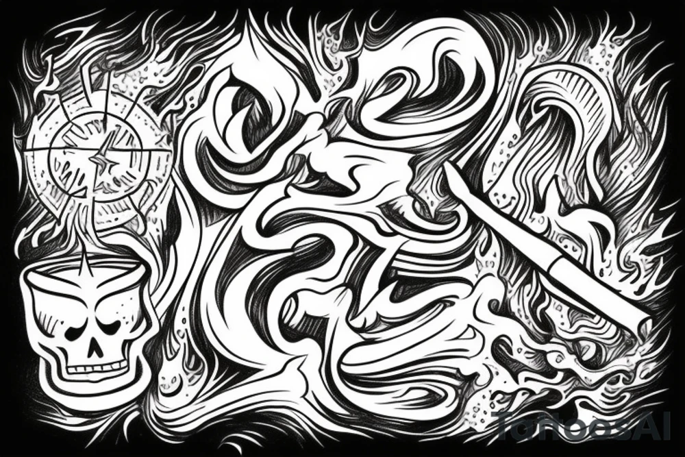 bonfire with starts tattoo idea