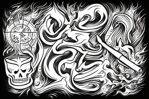bonfire with starts tattoo idea