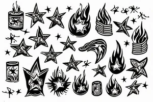 bonfire with stars tattoo idea