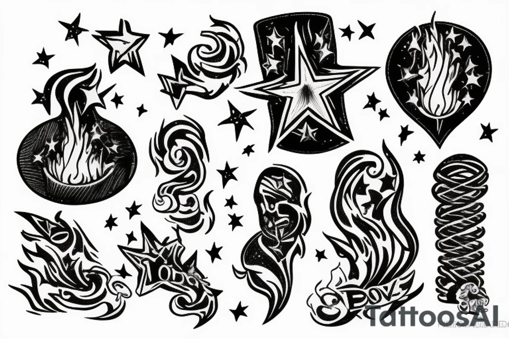 bonfire with stars tattoo idea