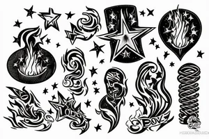 bonfire with stars tattoo idea