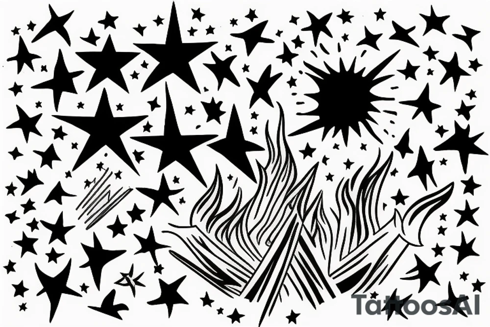 bonfire with stars tattoo idea