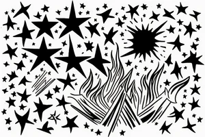 bonfire with stars tattoo idea