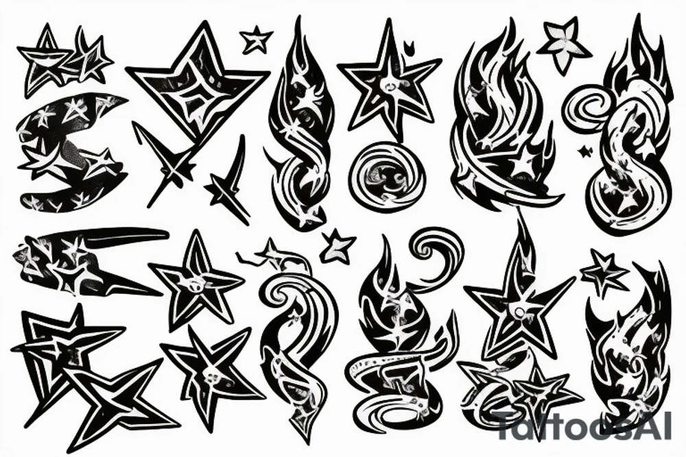 bonfire with stars tattoo idea