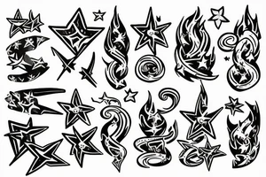 bonfire with stars tattoo idea