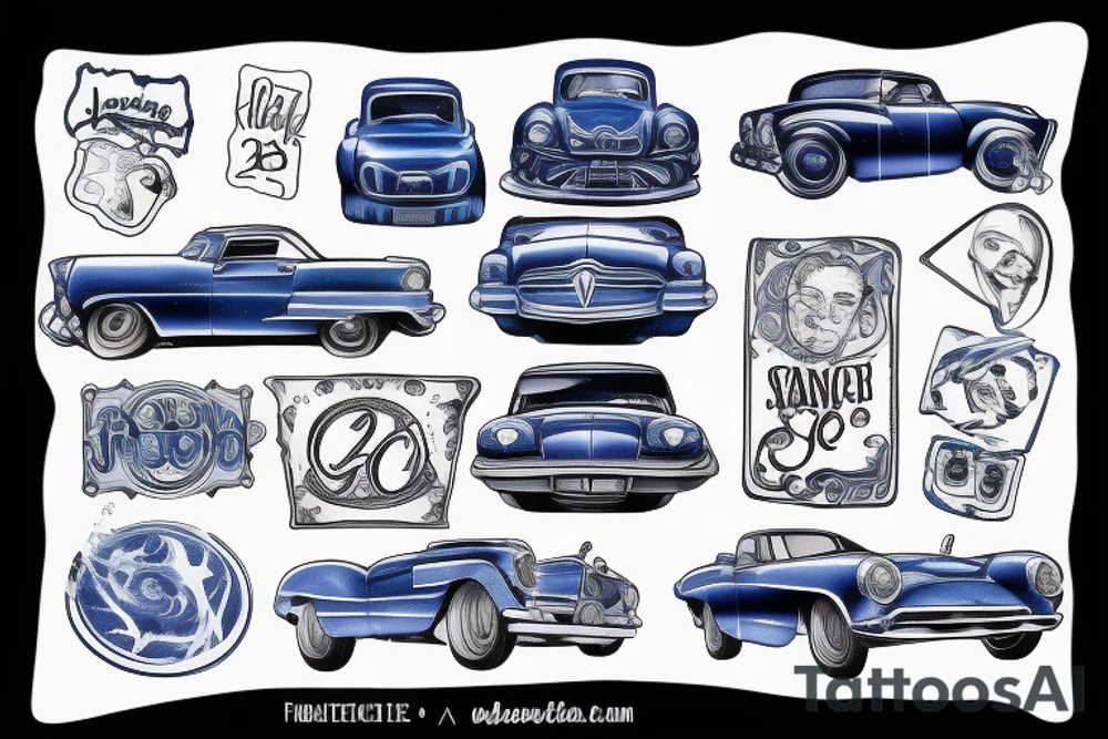 Blue car tattoo idea