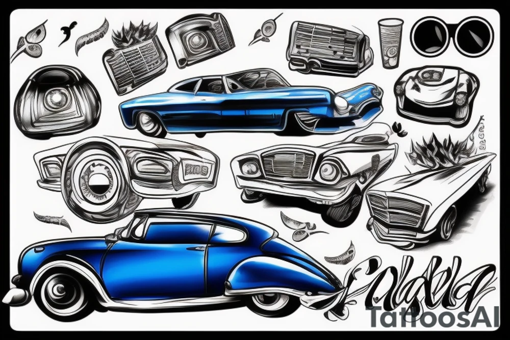 Blue car tattoo idea