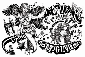 A smiling angel with a machine gun tattoo idea