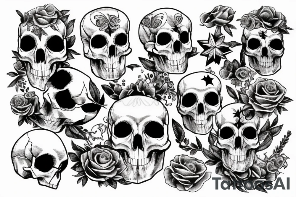 7 corner star whith skull tattoo idea