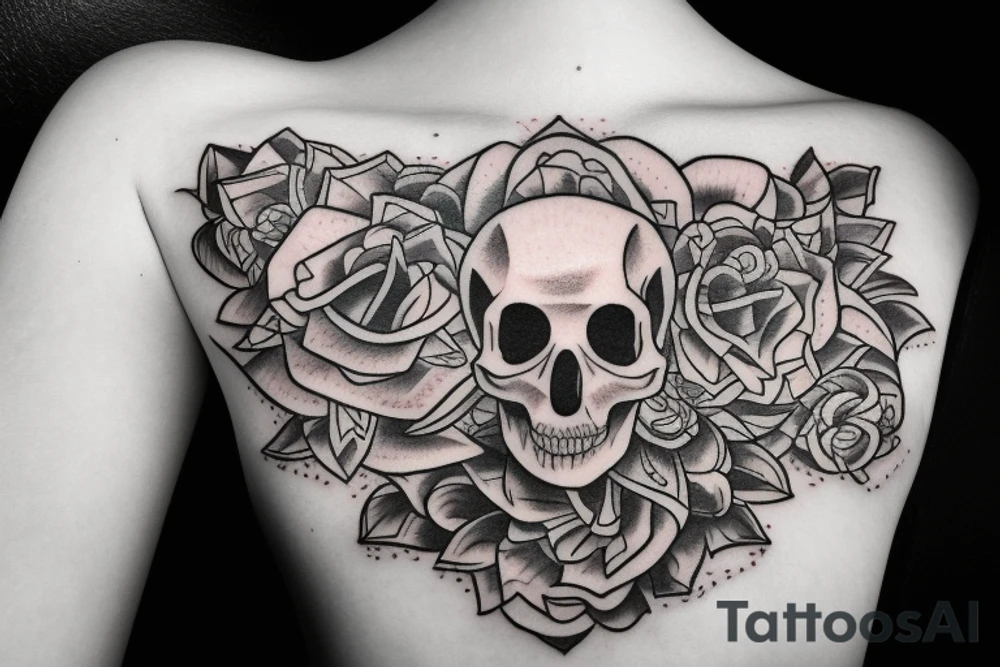 7 corner star whith skull tattoo idea