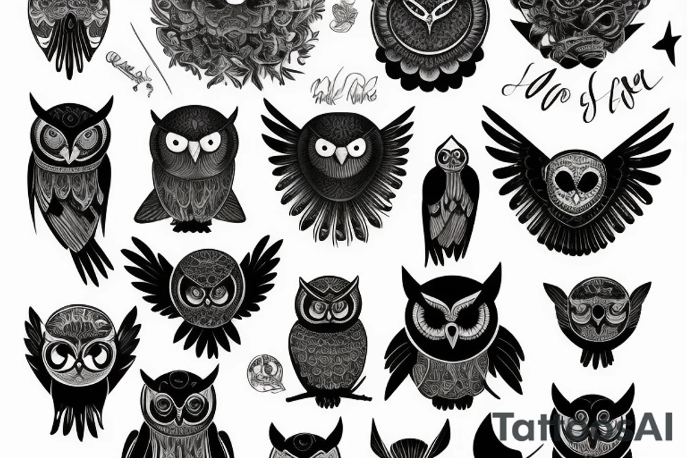 black owl tattoo idea