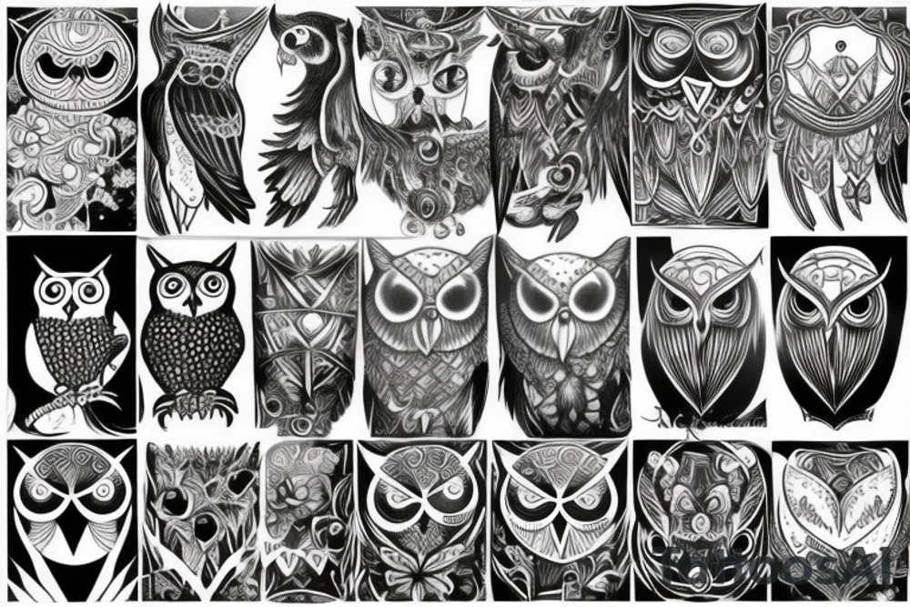 black owl tattoo idea