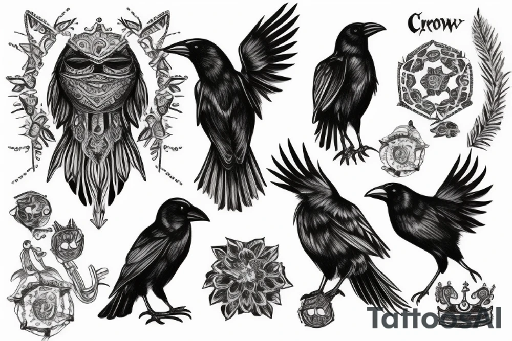 crow in crown tattoo idea