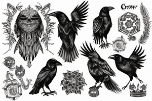crow in crown tattoo idea
