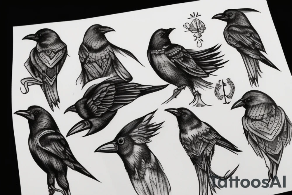 crow in crown tattoo idea