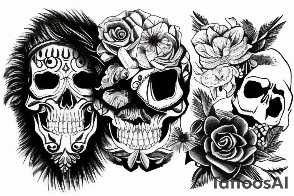 Crow on the skull tattoo idea