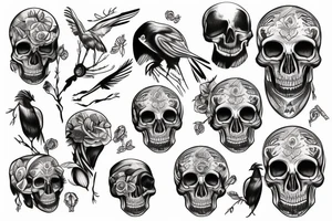 Crow on the skull tattoo idea