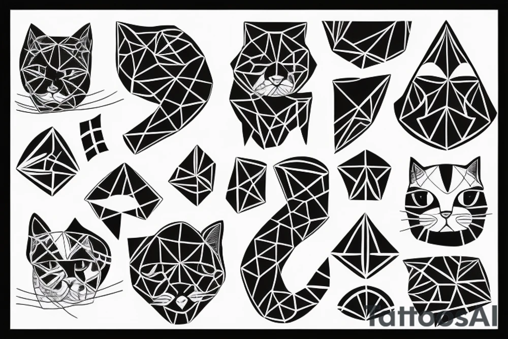 Geometric abstraction with a cat tattoo idea