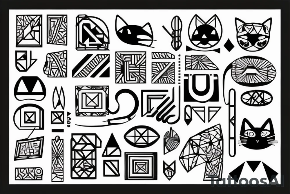 Geometric abstraction with a cat tattoo idea