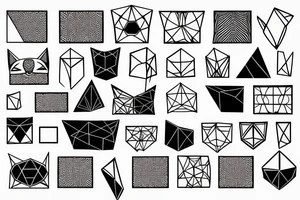 Geometric abstraction with a cat without filling tattoo idea