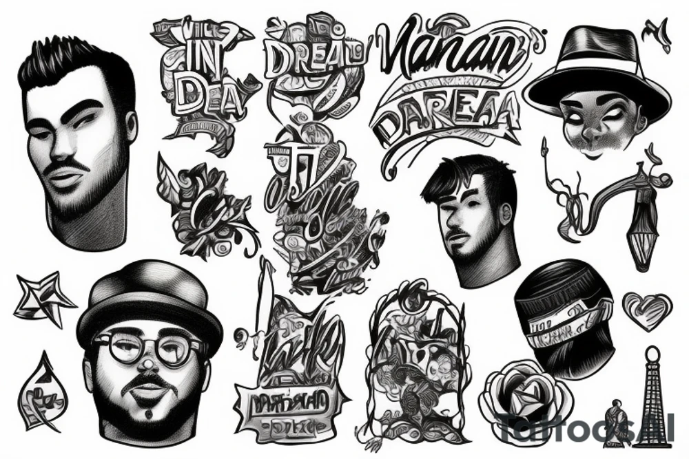 A man with a dream on the background of the city of Barcelona tattoo idea