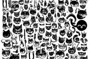 cat  wit bones and die tattoo idea