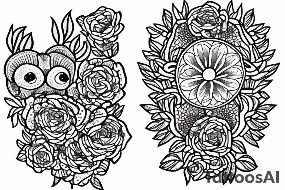 flowers and mouse in maze human mind tattoo idea