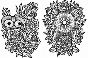 flowers and mouse in maze human mind tattoo idea