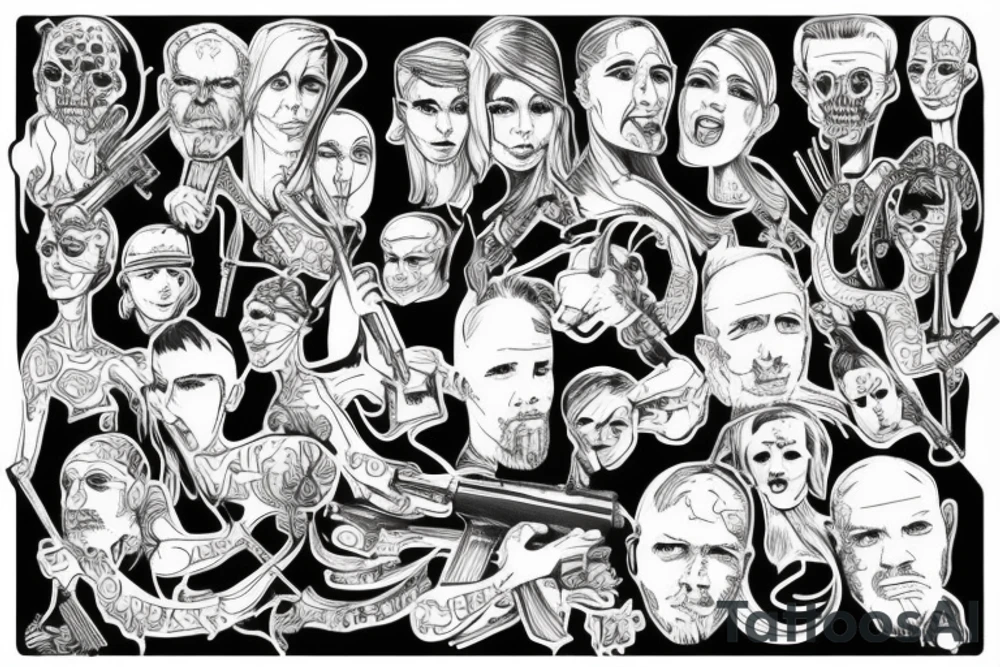 People on war tattoo idea