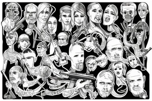 People on war tattoo idea