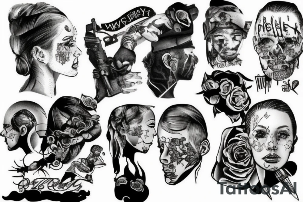 People on war tattoo idea